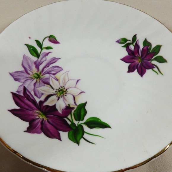 VTG Royal Kendall Fine Bone China England Tea Cup & saucer set Clematis Flora - Picture 3 of 7